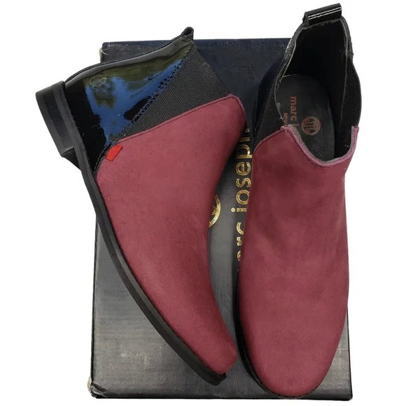 Marc JosephNIB Williamsburg Bootie Wine Nubuck Leather Pull On Boots Girl 3.5